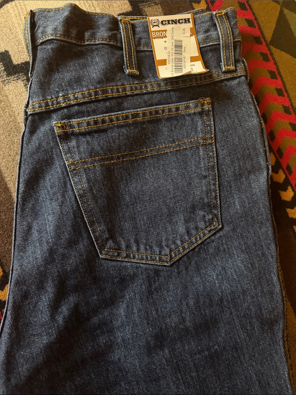 Cinch Men's Bronze Label Slim Fit Jeans; Dark Stone